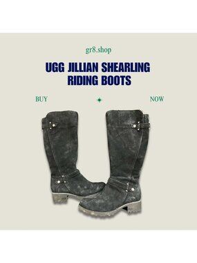 UGG Jillian Shearling Riding Boots Size 5 Black Suede Womens Winter Durable Sole